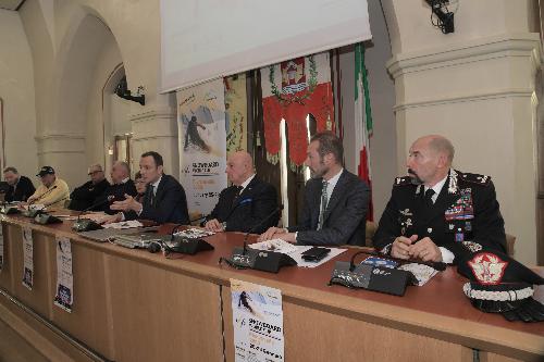 Il governatore del Friuli Venezia Giulia, Massimiliano Fedriga durante la conferenza stampa di presentazione della tappa di Coppa del mondo di snowboard in programma a Piancavallo